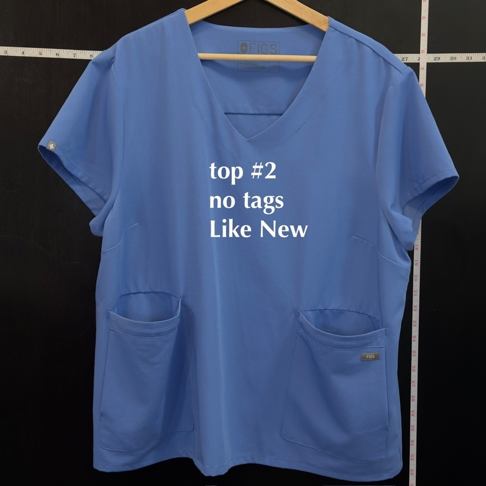 BUNDLE (2 pieces) - Figs Women's Ceil Blue Scrub Tops - Picture 10 of 10